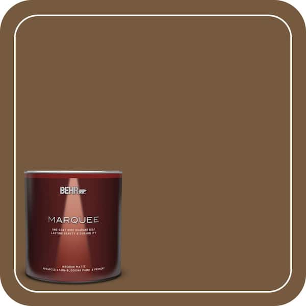 BEHR MARQUEE 1 qt. #290F-7 Wooden Cabin Matte Interior Paint & Primer