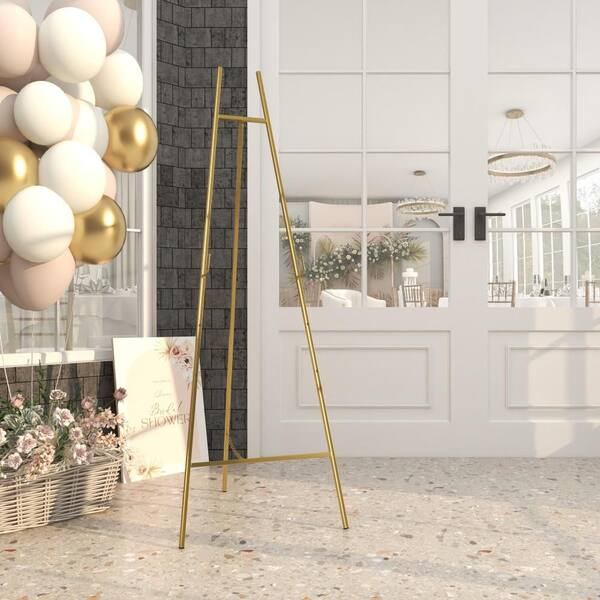 Litton Lane Gold Metal Tall Adjustable Minimalistic Display Stand