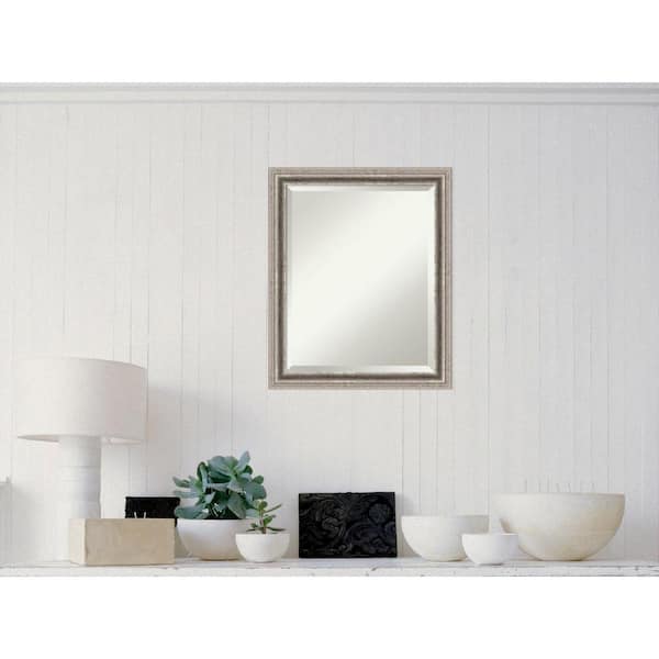 Amanti Art Medium Rectangle Silver Pewter Contemporary Mirror (22.88 in. H x 18.88 in. W)