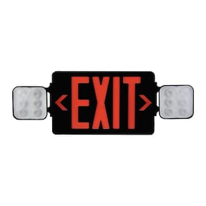 60-Watt Equivalent Integrated LED Black Exit Sign Emergency Light Combo