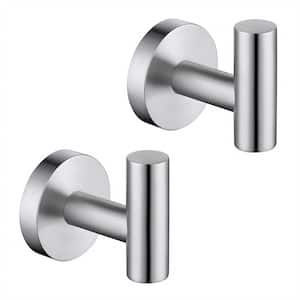 Wall Mounted Round Shaped Stainless Steel Bathroom Towel J-Hook Robe Hanger in Brushed Gray