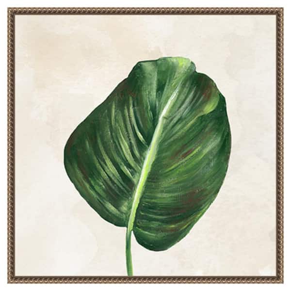 Amanti Art Tropical Leaves I by Lee C 22 in. W x 22 in. H. Canvas Wall Art Print Framed in Bronze