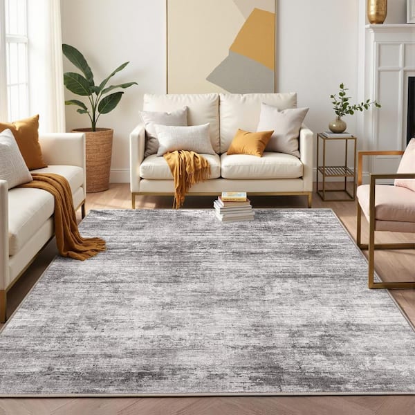 Aurora Gray 4 ft. x 6 ft. Modern Abstract Area Rug