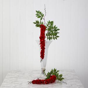 28 in. Red Wisteria Artificial Flower (Set of 8)
