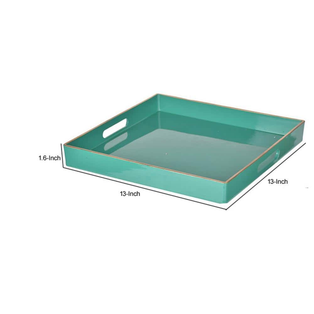 Mimosa Turquoise Square Tray with Elegant Cutout Handles