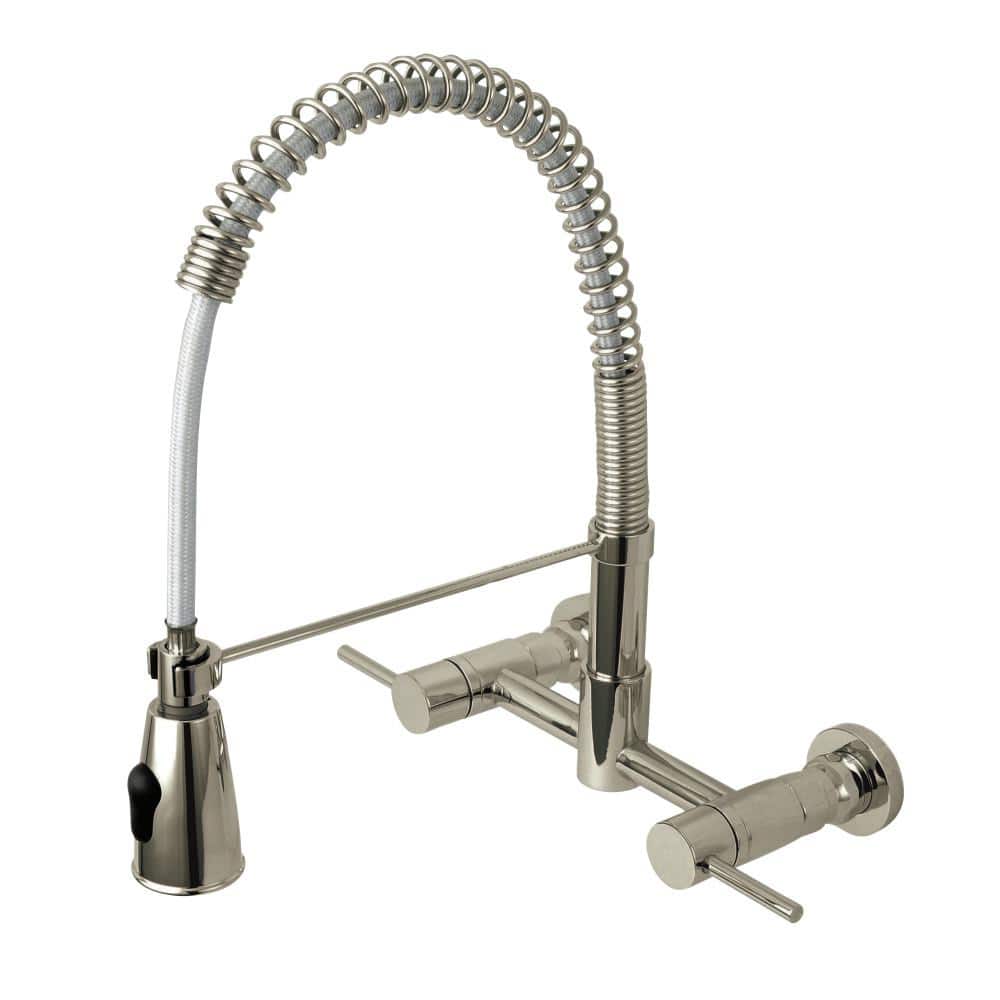 Brushed Nickel Kingston Brass Pull Down Kitchen Faucets Hgs8288dl 64 1000 