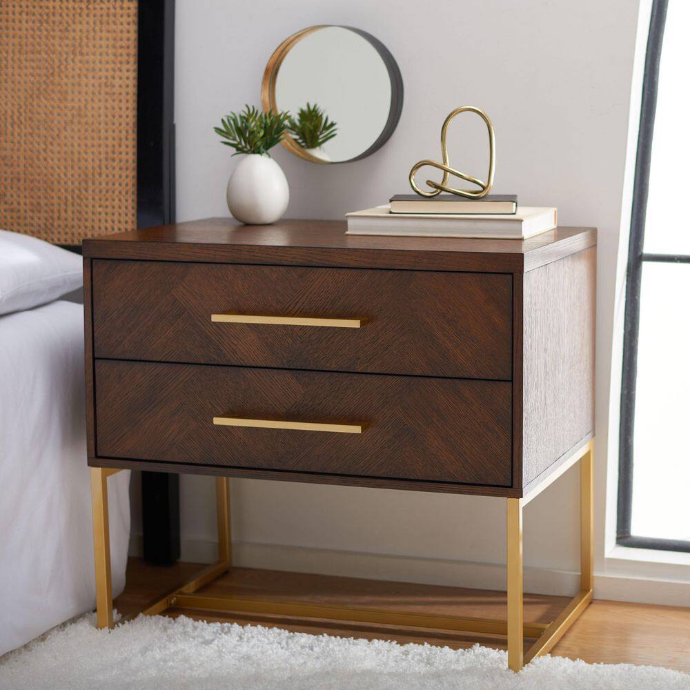 Estelle Walnut 2-Drawer Nightstand