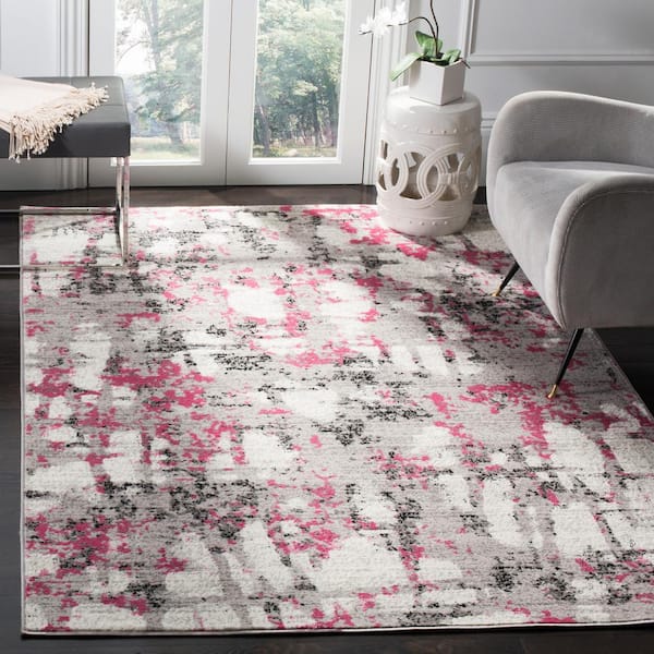 Skyler Gray/Pink 9 ft. x 12 ft. Abstract Area Rug