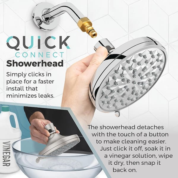 HydroFuse 6-Spray with 1.75 GPM 5.375 in. Wall Mount Fixed Shower Head with QuickConnect in Polished Chrome