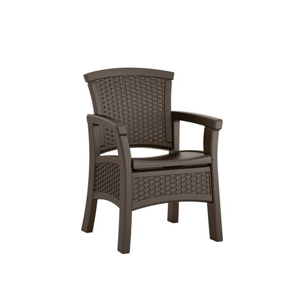 Suncast Elements Stationary Resin Outdoor Dining Chair with Storage