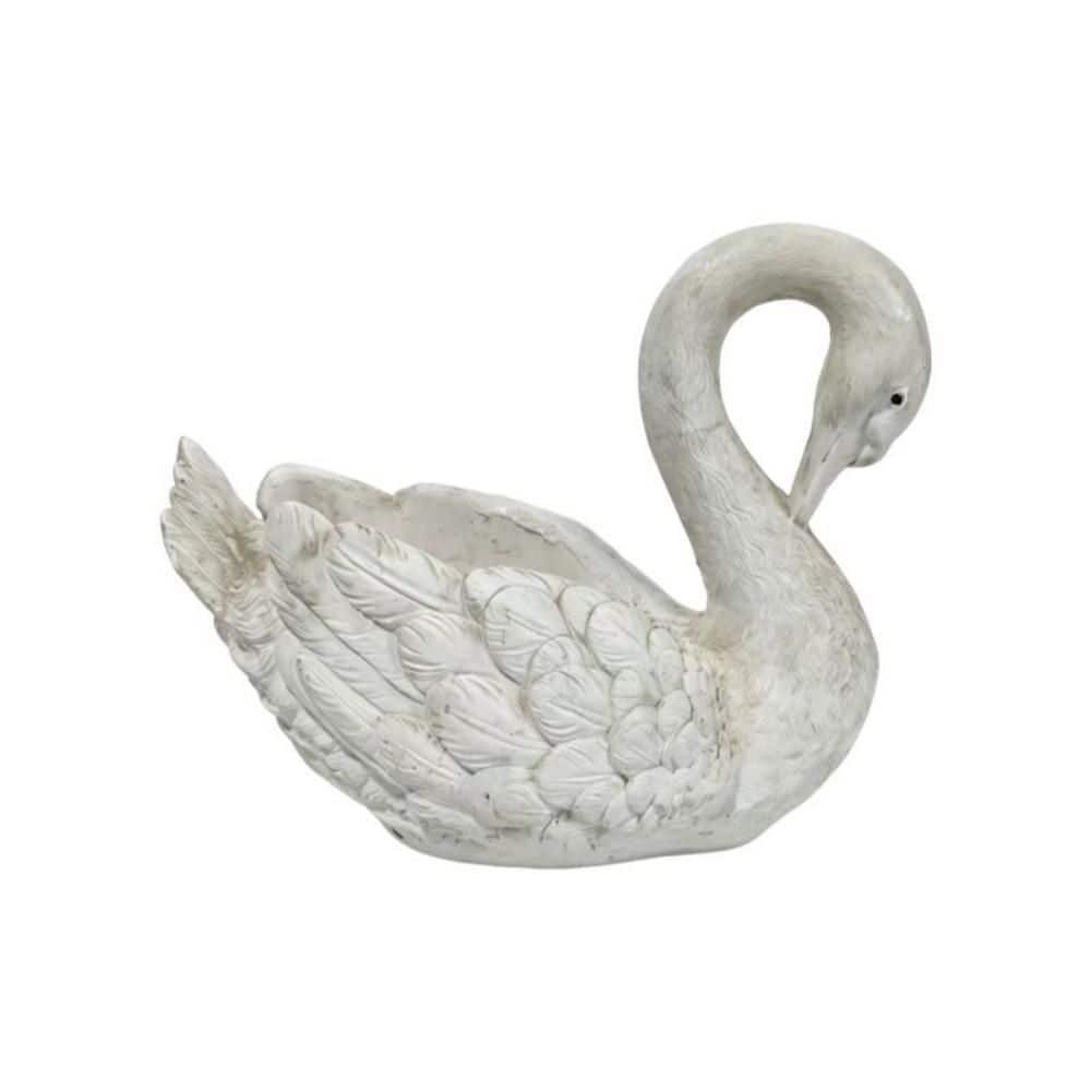 12.8 in. White Resin Swan Planter, Detailed Feather Texture Garden Sculpture for Pond, Patio & Yard Decor price history on PriceWatchPro