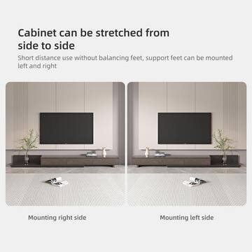 118 in. Modern Walnut Veneer Retractable TV Stand Extendable Media Console with 3 Drawers