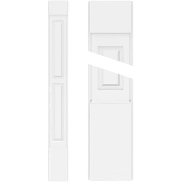 Ekena Millwork 2 in. x 12 in. x 90 in. 2-Equal Raised Panel PVC Pilaster Moulding with Standard Capital and Base (Pair)
