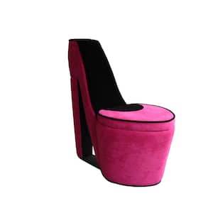 32.86 in. Pink/Black High Heels Storage Chair
