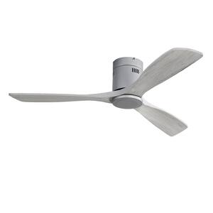 Blade Span 52 in. Indoor Satin Sliver Modern Ceiling Fan with LED Bulb Included with Remote Included