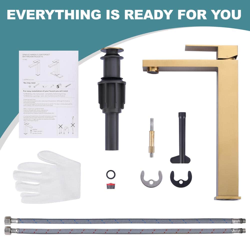 Brushed Gold Stainless Steel Single Handle High Arc Faucet