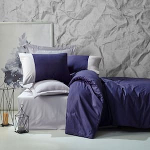 Midnight Thoughts Duvet Cover Set : Dark Blue, 1-Duvet Cover, 1-Fitted Sheet and 2-Pillowcases - King Size Duvet Cover