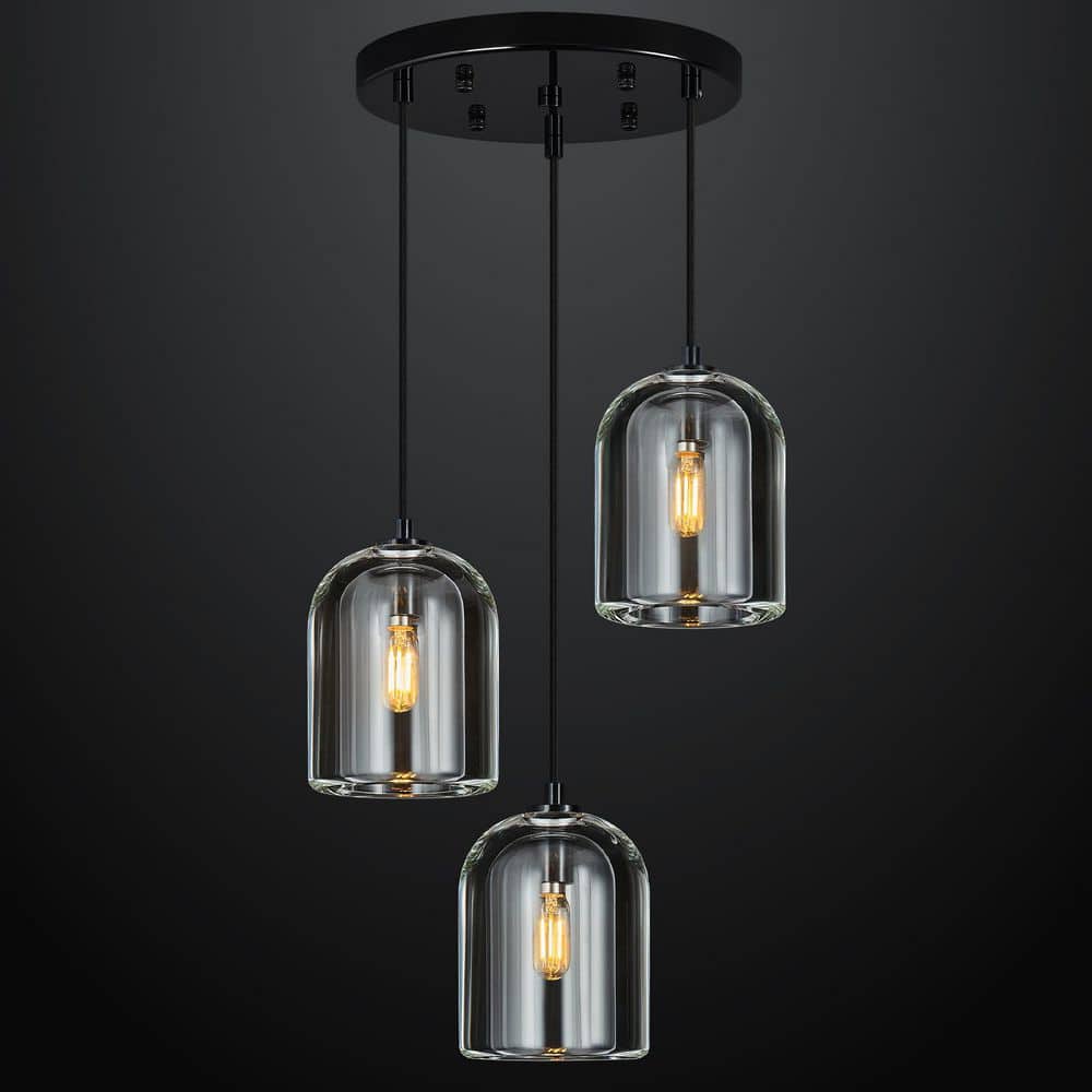 Modern Black Pendant Lights Kitchen Island Ceiling Chandelier Indoor Crystal Hanging Light （3Light） price history on PriceWatchPro