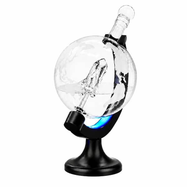 Glass Globe Beverage Serveware Whiskey Decanter Set with 7 RGB Color LED Light 900ml Decanter