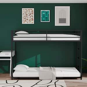 Gasa Ladder Twin Over Twin Bunk Bed, Metal, Black, without Mattress