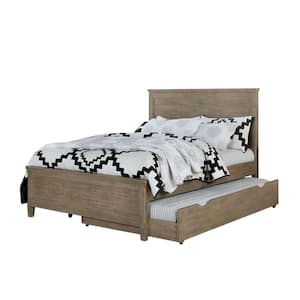 Rampini Gray Wood Frame Full Panel Bed with Trundle