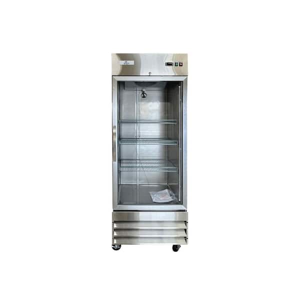 29 in. 23 cu. ft. Auto/Cycle Defrost 1 Glass Door Convertible Upright Freezer /Refrigerator in Stainless-Steel