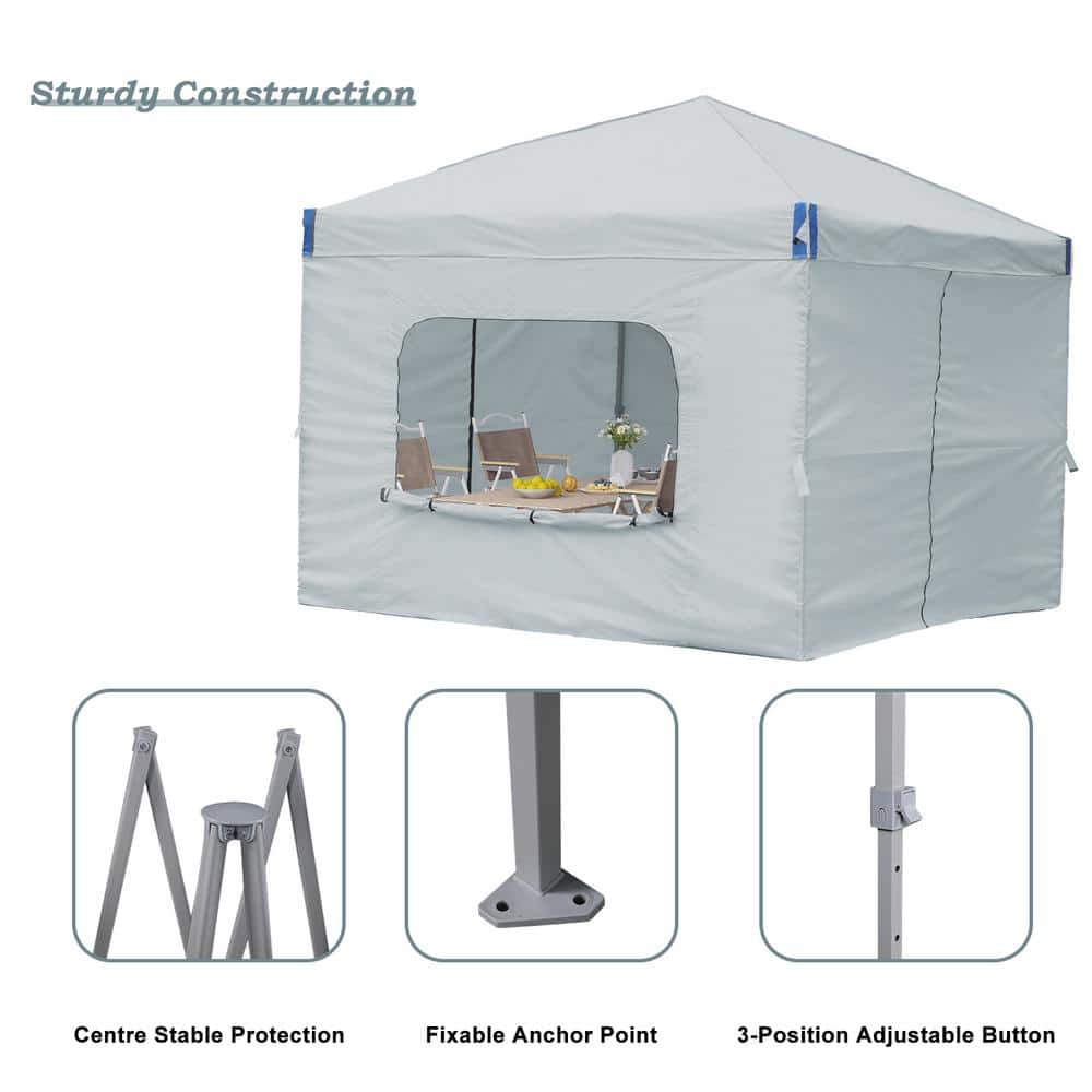 Gray 12 ft x 12 ft Pop Up Canopy Tent with Mesh Sidewalls