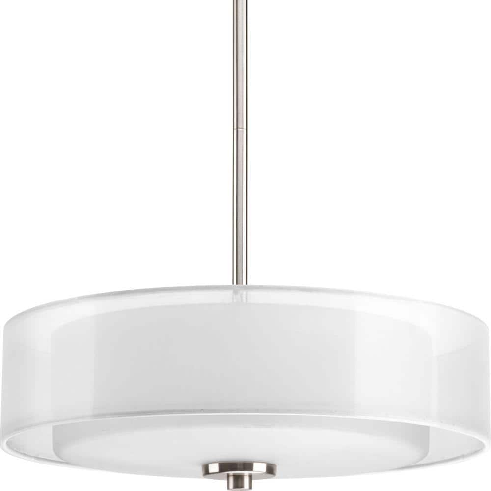 Elegant Brushed Nickel 3-Light Semi-Flush Mount with Sheer Mylar Shade