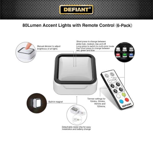 Defiant - 40 Lumens Accent Light Combo with Remote Control (6-Pack)