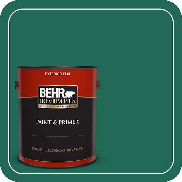 BEHR PREMIUM PLUS 1 gal. #S-H-480 Forest Rain Flat Exterior Paint & Primer