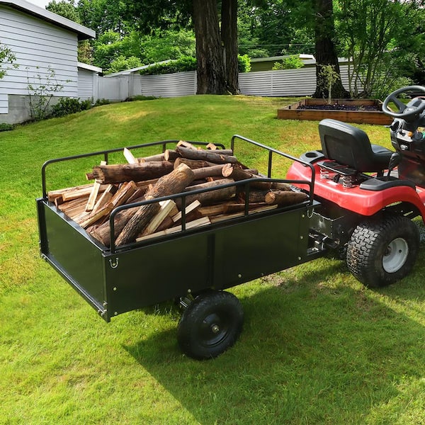 750 lbs. 15 cu. ft. Heavy Duty ATV Trailer Steel Dump Cart Garden Cart Garden Utility Trailer Blade Span