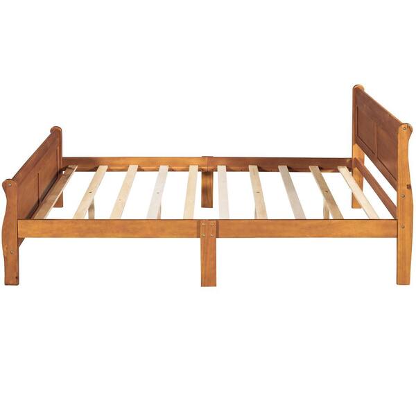 ANBAZAR 57 in. W Full Size Oak Medium Wood Platform Bed ANBAZAR 57 in. W Full Size Oak Medium Wood Platform Bed