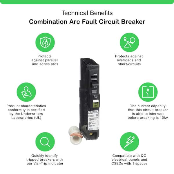 QO 20 Amp Single-Pole Combination Arc Fault Circuit Breaker(QO120CAFIC)