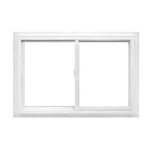 36 in. x 35 in. 50 Series Low-E Argon Glass Sliding White Vinyl Fin Window, Screen Incl