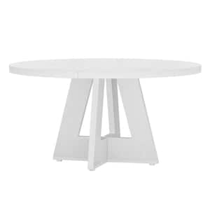 Moronia 47.25 in. Round Conference Table for 4 People, Small White Business Meeting Table Desk for Office