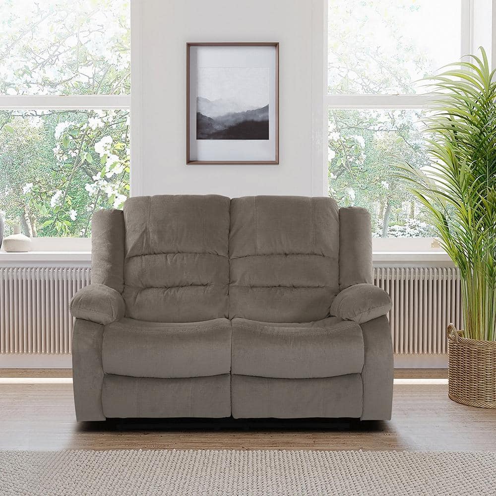 Greeley 58.5 In. W Chocolate Microfiber Double Reclining Loveseat ...