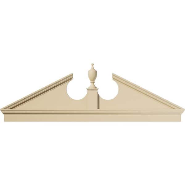 Ekena Millwork 84 in. W x 27-7/8 in. H x 2-3/4 in. P Pitch 6/12 Acorn Signature Urethane Combination Pediment Acorn Ships Unattached in