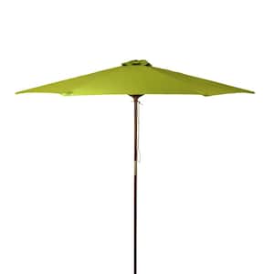9 ft. Classic Wood Market Patio Umbrella in Lime Green Polyester