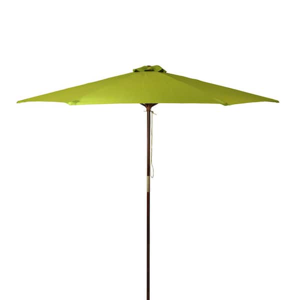 DestinationGear 9 ft. Classic Wood Market Patio Umbrella in Lime Green Polyester