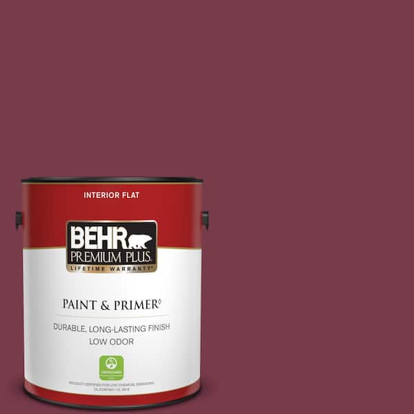 BEHR PREMIUM PLUS 1 gal. #BIC-51 July Ruby Flat Low Odor Interior Paint & Primer