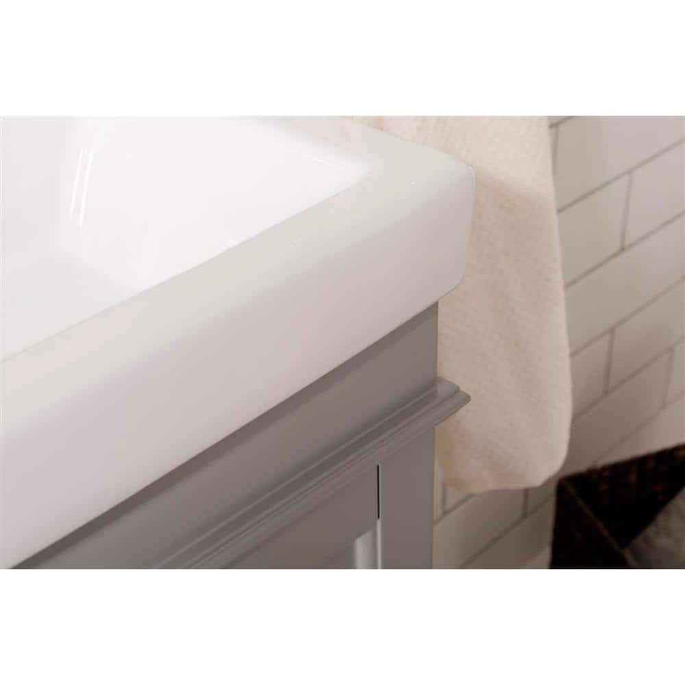 Gray Freestanding Vanity with White Ceramic Sink