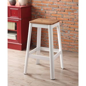 Jacotte 30 in. Natural and White Bar Stool