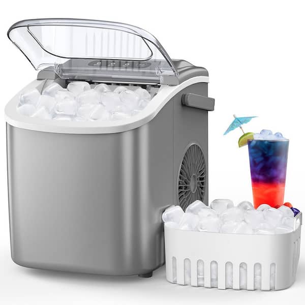 COWSAR 26 lbs. Portable Countertop Bullet Ice Maker in Grey