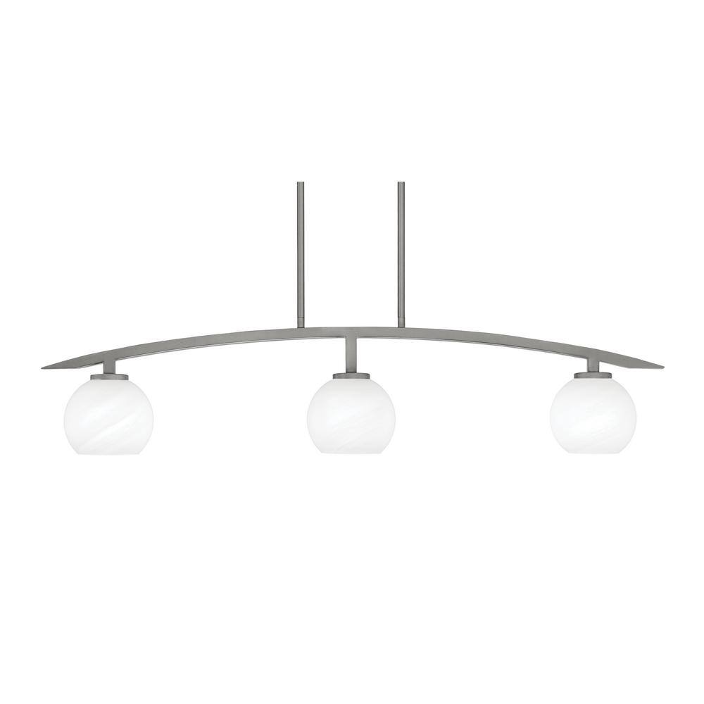 Siena 41 in. 3-Light Graphite Chandelier with 5.75 in. White Marble Glass S
