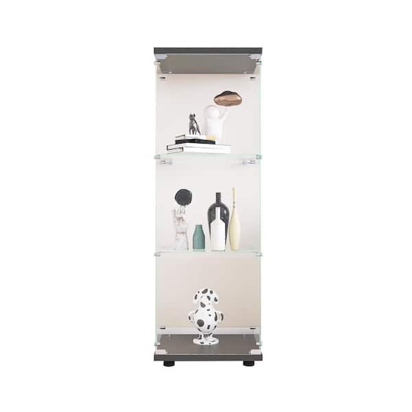 OLUMAT 3-Shelf Black Pantry Organizers with 1-Glass Door