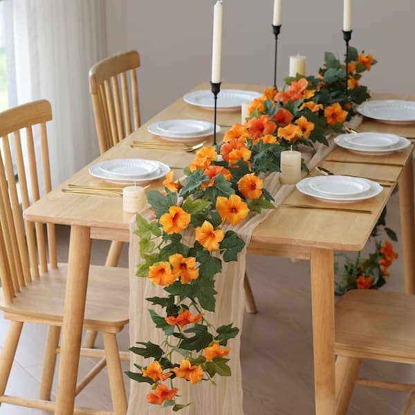 y.flower商品 2.4 in Artificial Orange Morning Glory Silk Flowers Garland UV