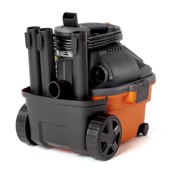 4 Gallon 5.0 Peak HP Wet/Dry Shop Vacuum with Fine Dust Filter, Hose,  Accessories and Additional 14 ft. Tug-A-Long Hose
