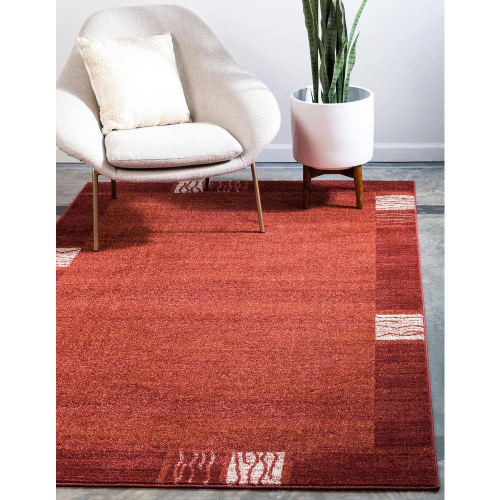 Red Geometric Tufted Washable Rectangular Area Rug