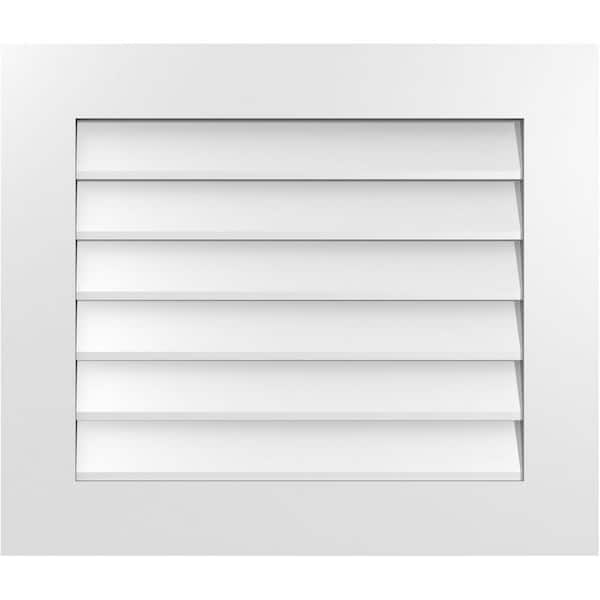 Ekena Millwork 28 in. x 24 in. Vertical Surface Mount PVC Gable Vent: Decorative with Standard Frame