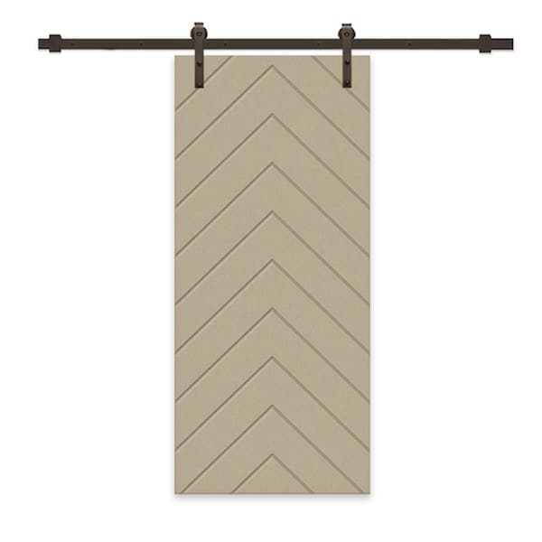 CALHOME Herringbone 42 in. x 80 in. Fully Assembled Unfinished MDF Modern Sliding Barn Door with Hardware Kit